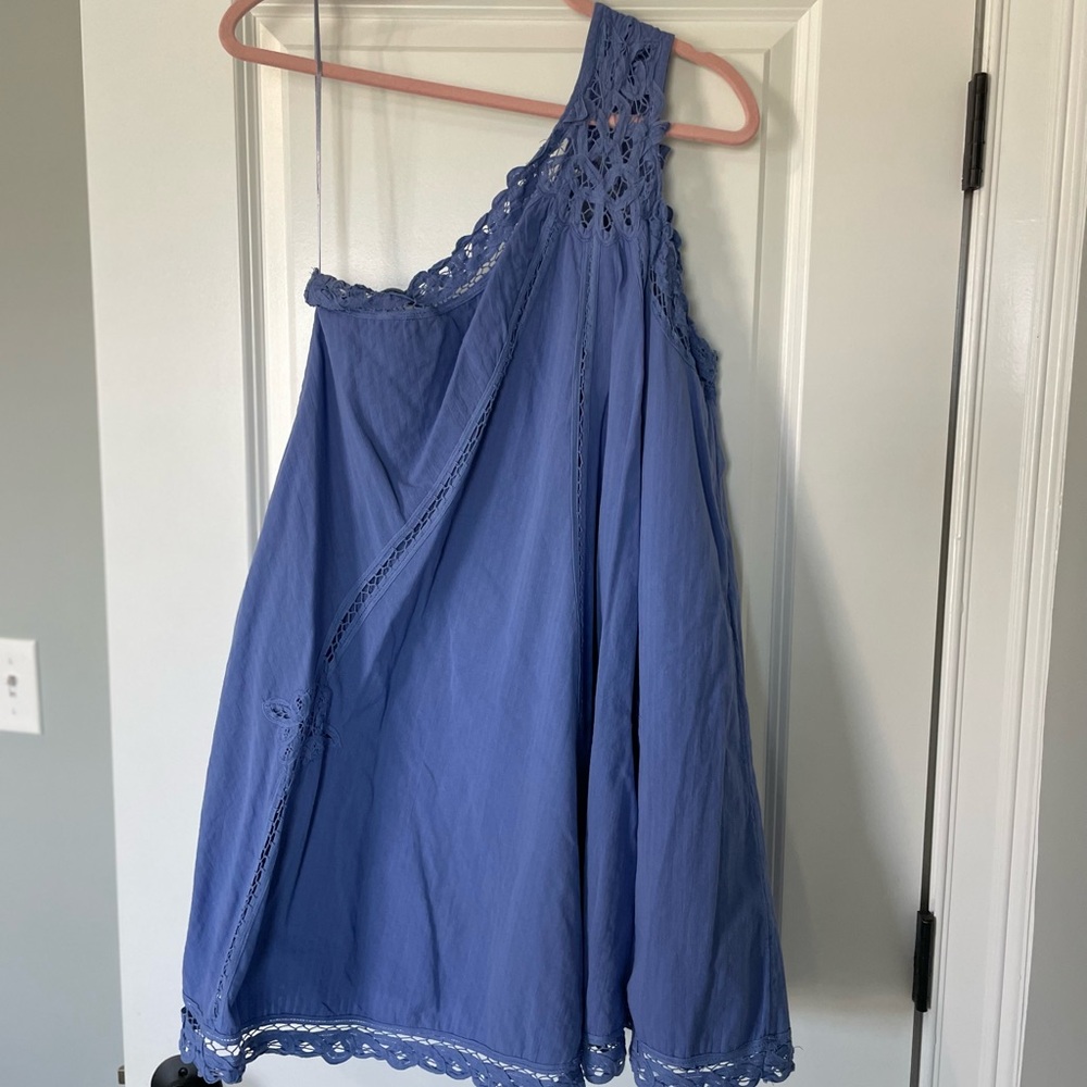 Free People Blue One-Shoulder Mini Dress